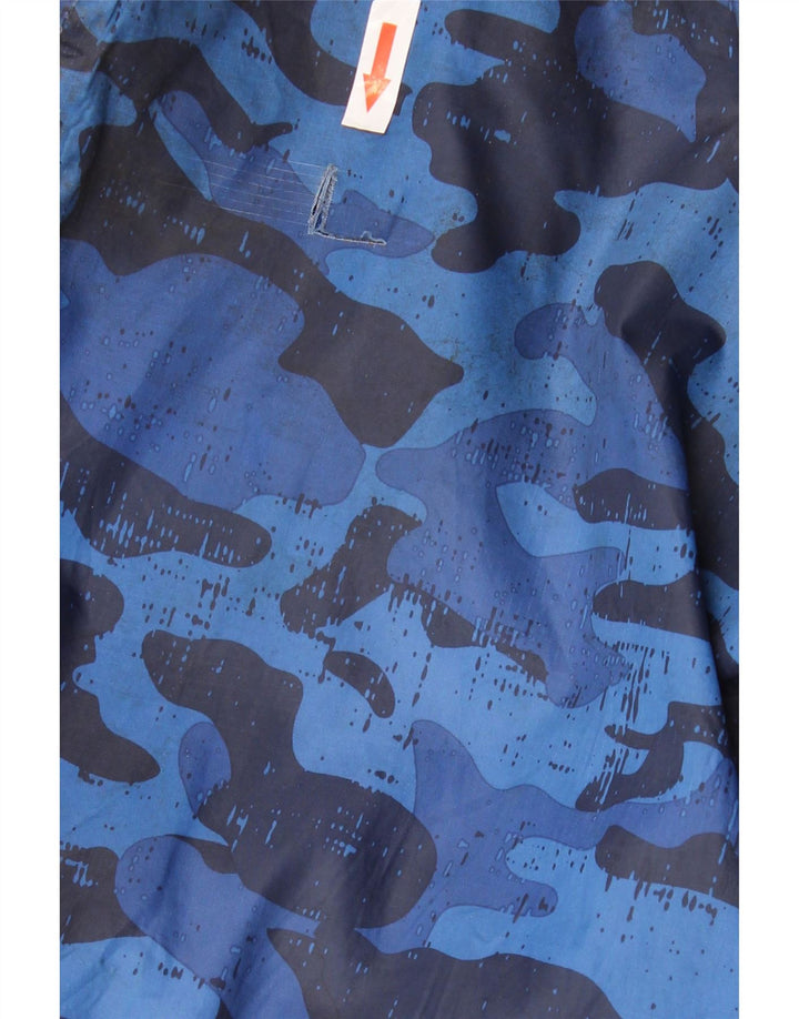 Mountain Warehouse Boys Rain Jacket 12-13 Years Blue Camouflage Polyester