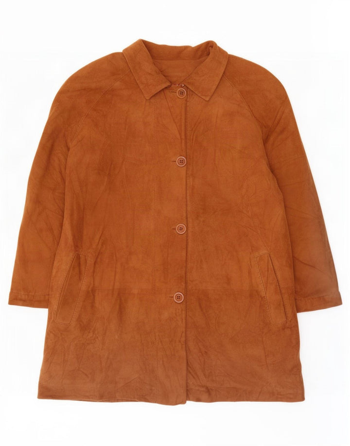 Dibi Womens Suede Overcoat IT 46 Large Beige Leather