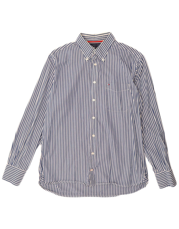 Tommy Hilfiger Mens Shirt Medium Blue Pinstripe Cotton