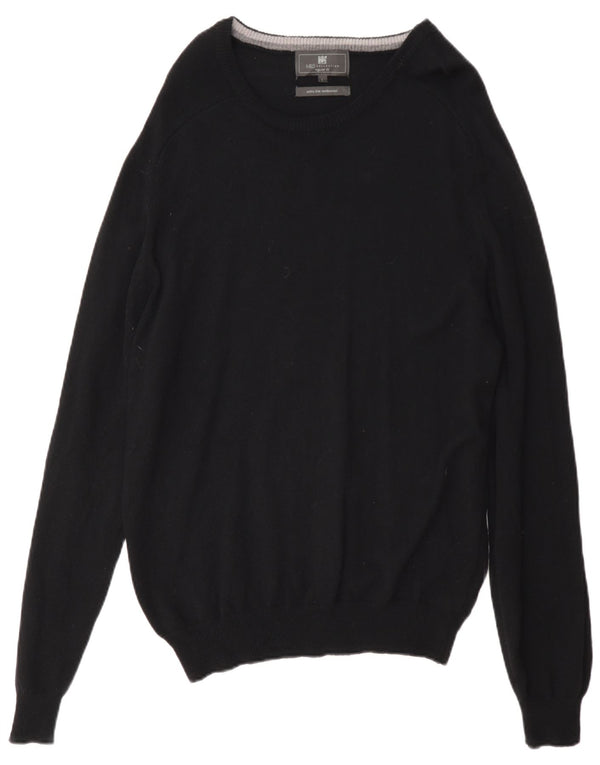 Marks & Spencer Mens Regular Fit Crew Neck Jumper Sweater Large Black Wool