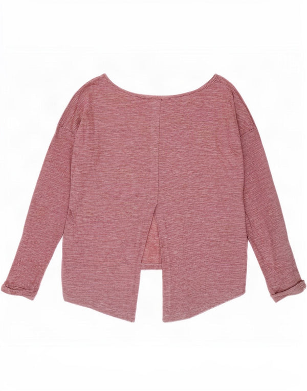 Benetton Womens Top Long Sleeve UK 16 Large Pink Pinstripe