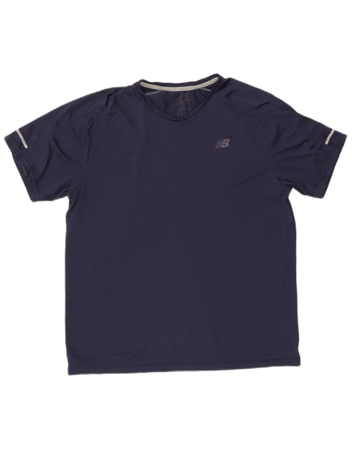 New Balance Mens T-Shirt Top Large Navy Blue Polyester