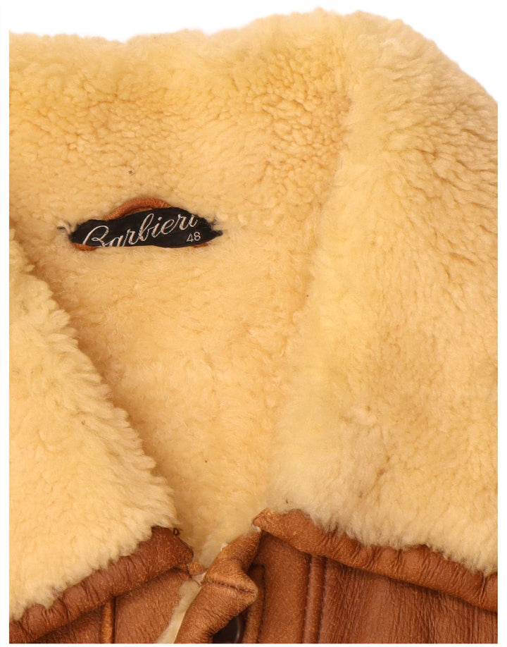 Barbieri Mens Shearling Jacket IT 48 Medium Brown Check