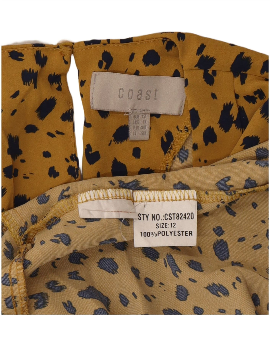 Coast Womens Blouse Top UK 12 Medium Yellow Animal Print Polyester