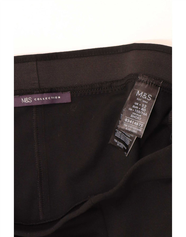 Marks & Spencer Womens Flare Trousers UK 12 Medium W30 L28 Black Viscose