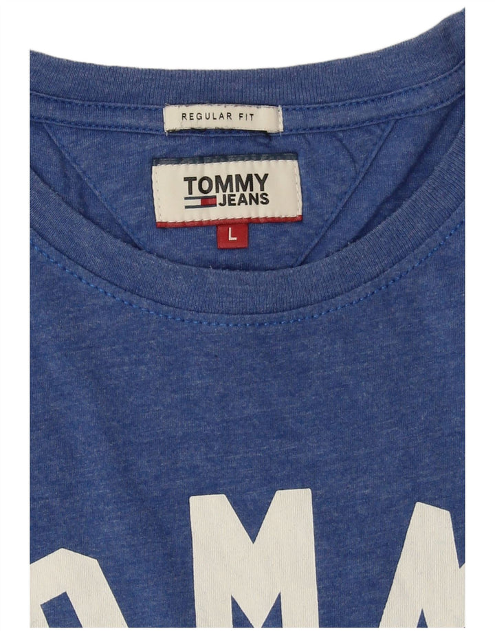 Tommy Hilfiger Mens Regular Fit Graphic T-Shirt Top Large Blue Polyester