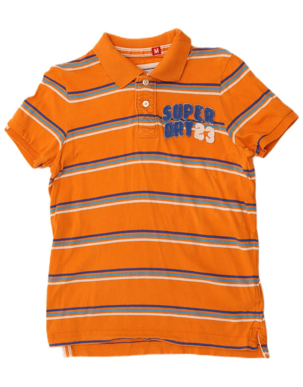 Superdry Mens Graphic Polo Shirt Medium Orange Striped Cotton