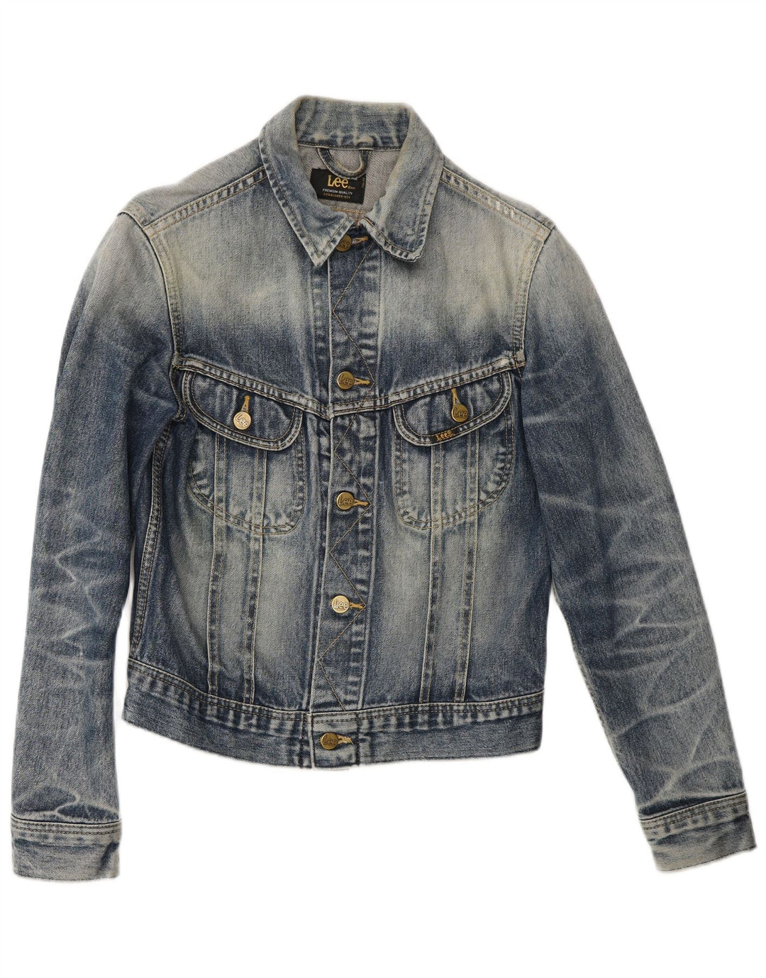 Lee Womens Rider Denim Jacket UK 12 Medium Blue Cotton