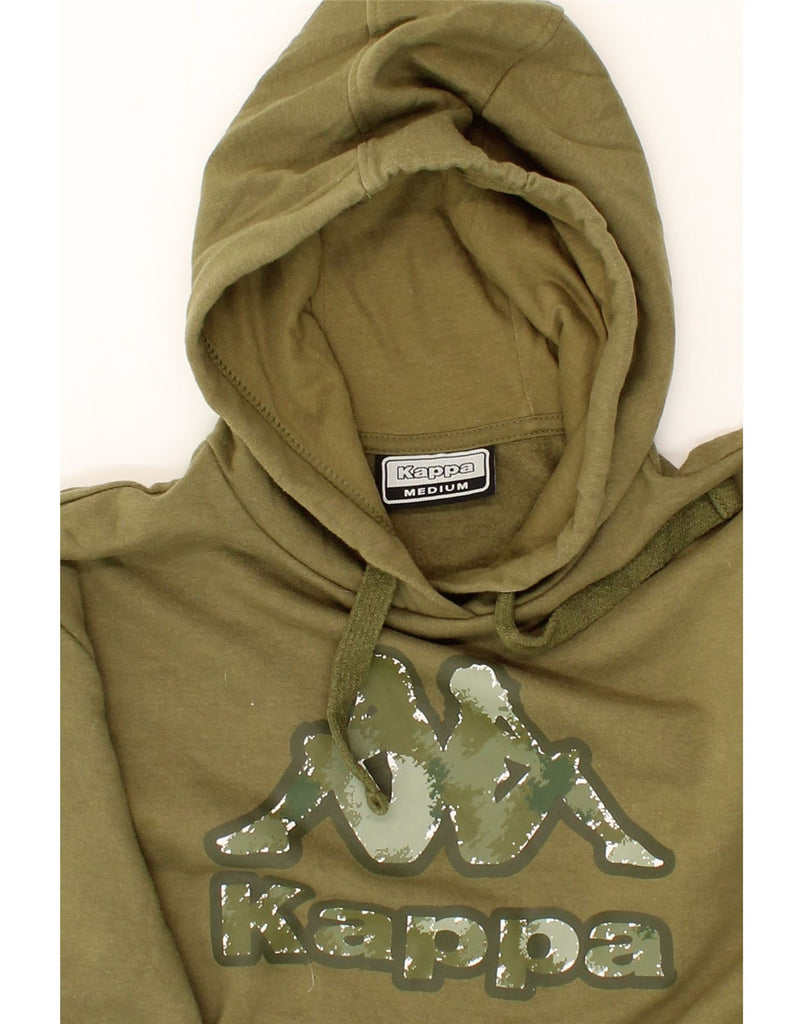 KAPPA Mens Graphic Hoodie Jumper Medium Khaki Cotton Vintage Kappa and Second-Hand Kappa from Messina Hembry 