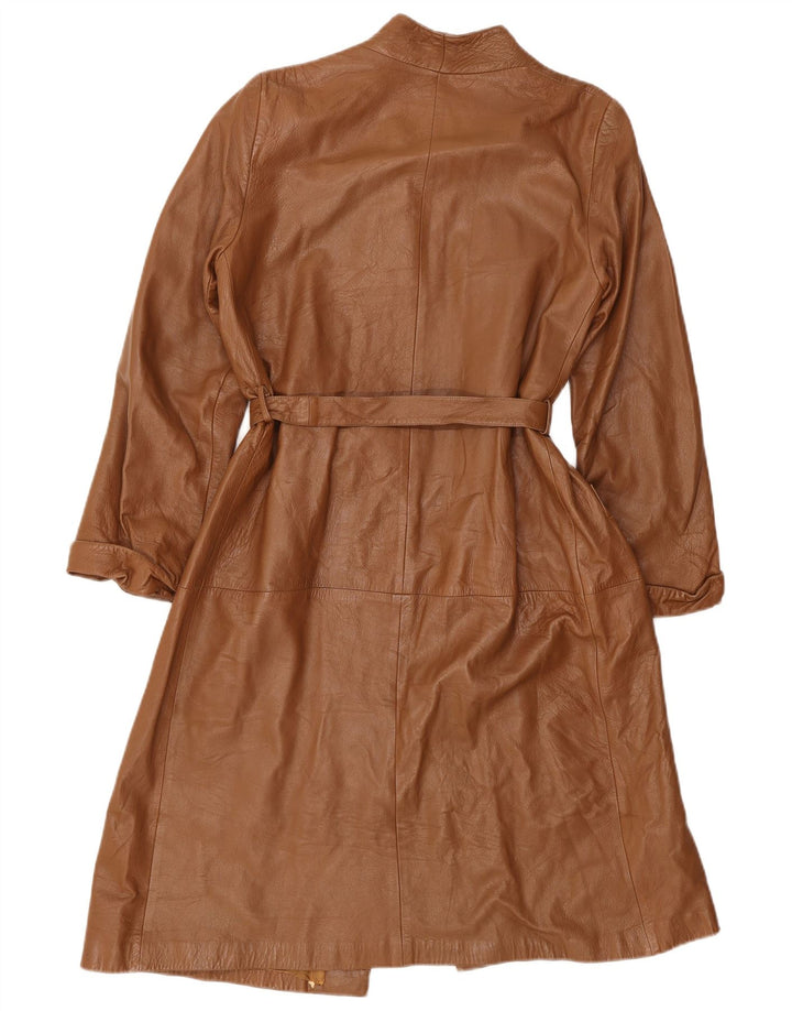 Vintage Womens Oversized Leather Coat IT 40 Small Brown