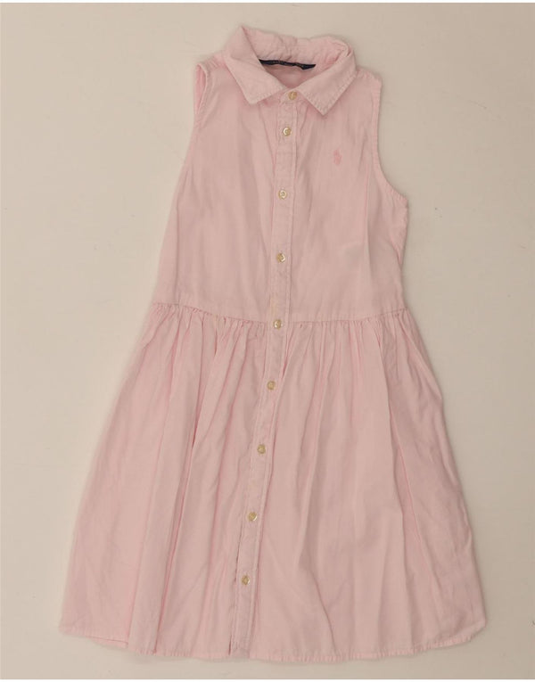 Polo Ralph Lauren Girls Sleeveless Shirt Dress 5-6 Years Pink Cotton