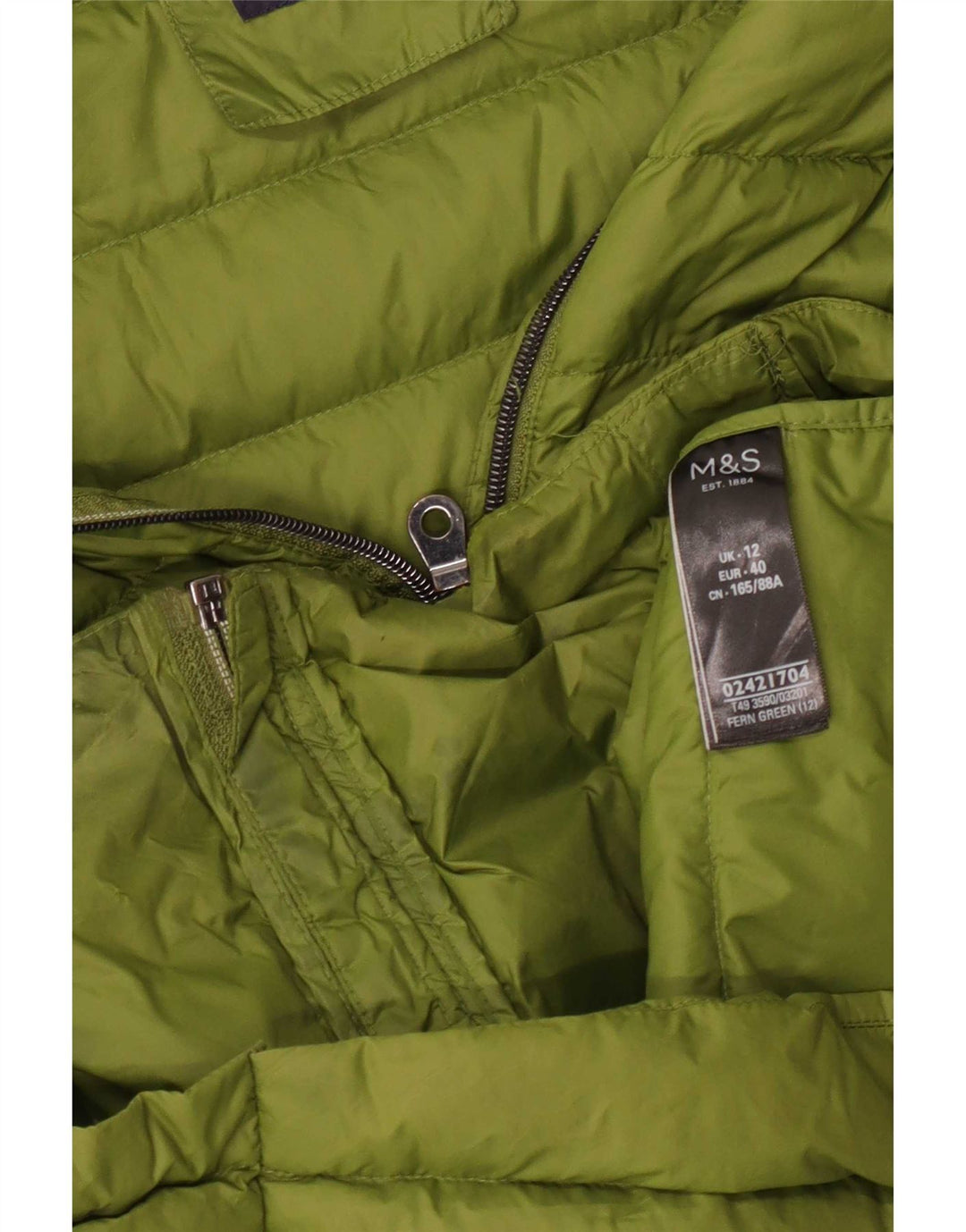 Marks & Spencer Womens Padded Jacket UK 12 Medium Green Polyamide