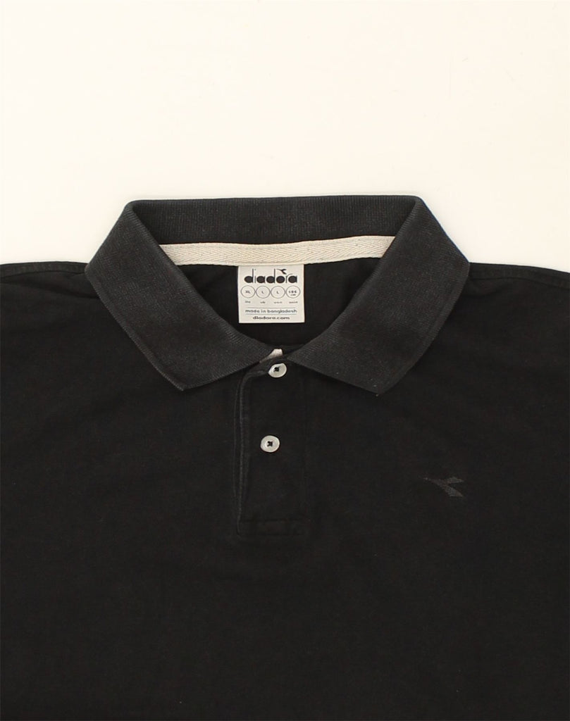 DIADORA Mens Polo Shirt Large Black | Vintage Diadora | Thrift | Second-Hand Diadora | Used Clothing | Messina Hembry 