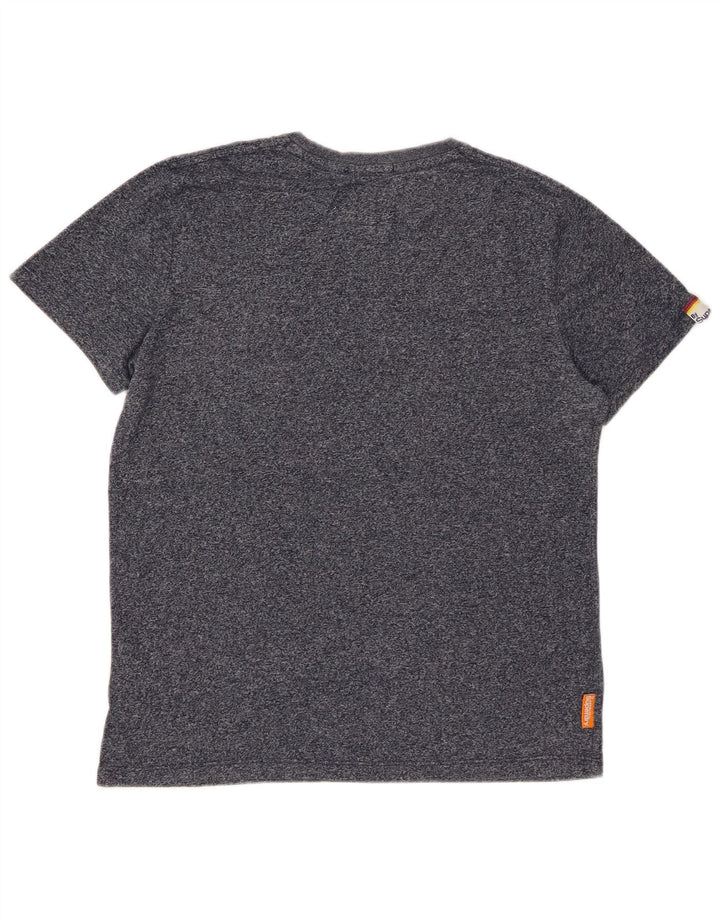 SUPERDRY Mens T-Shirt Top Large Navy Blue Flecked Cotton
