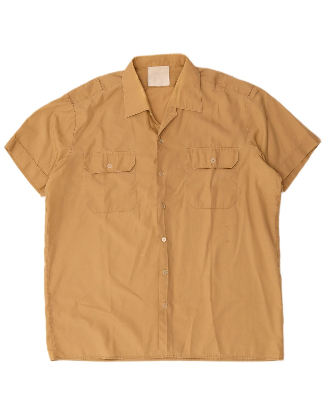 Vintage Mens Short Sleeve Shirt Large Beige