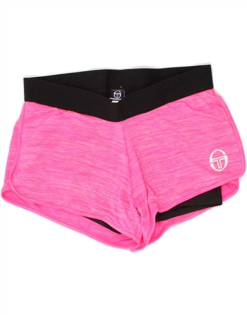 SERGIO TACCHINI Womens Sport Shorts UK 14 Medium Pink Polyester | Vintage Sergio Tacchini | Thrift | Second-Hand Sergio Tacchini | Used Clothing | Messina Hembry 