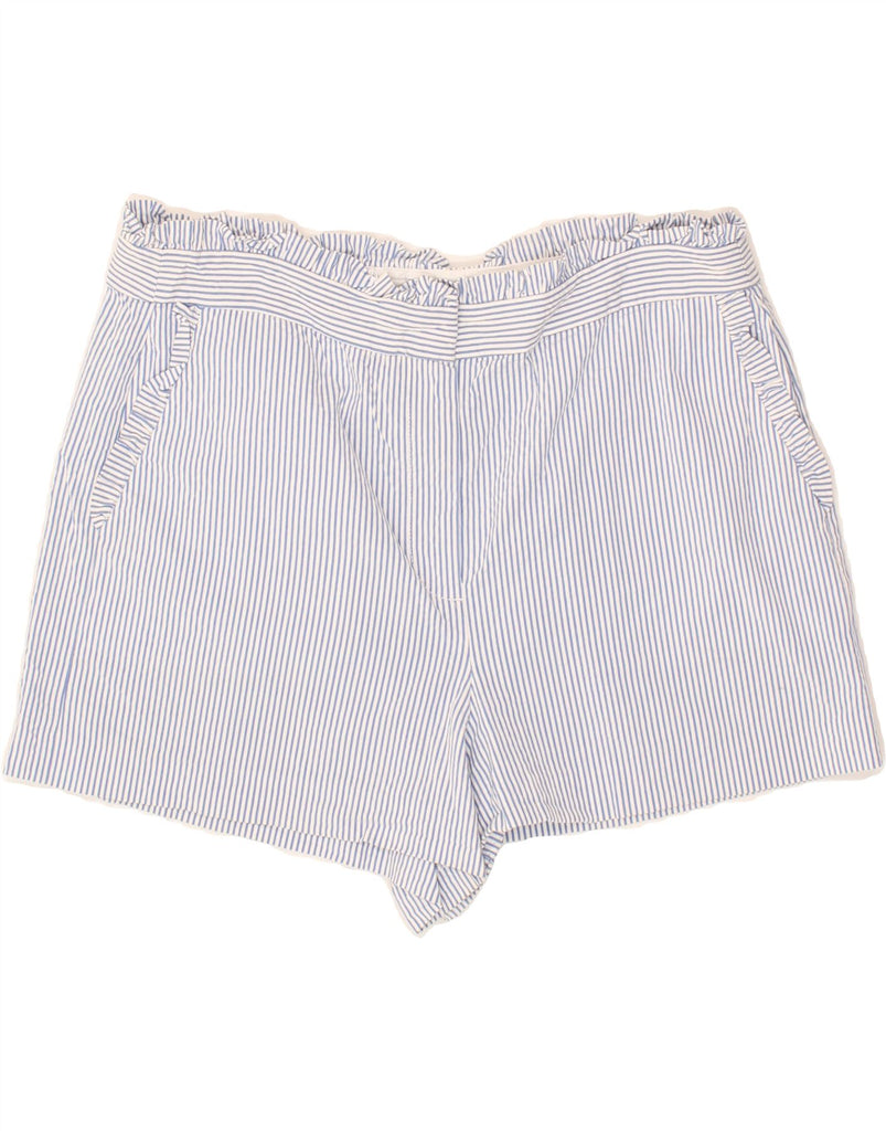 J. CREW Womens Chino Shorts US 12 Large W34 Blue Striped Cotton | Vintage J. Crew | Thrift | Second-Hand J. Crew | Used Clothing | Messina Hembry 