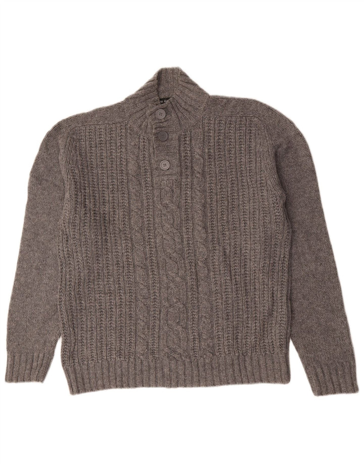 Marks & Spencer Mens Autograph Button Neck Jumper Sweater Large Grey