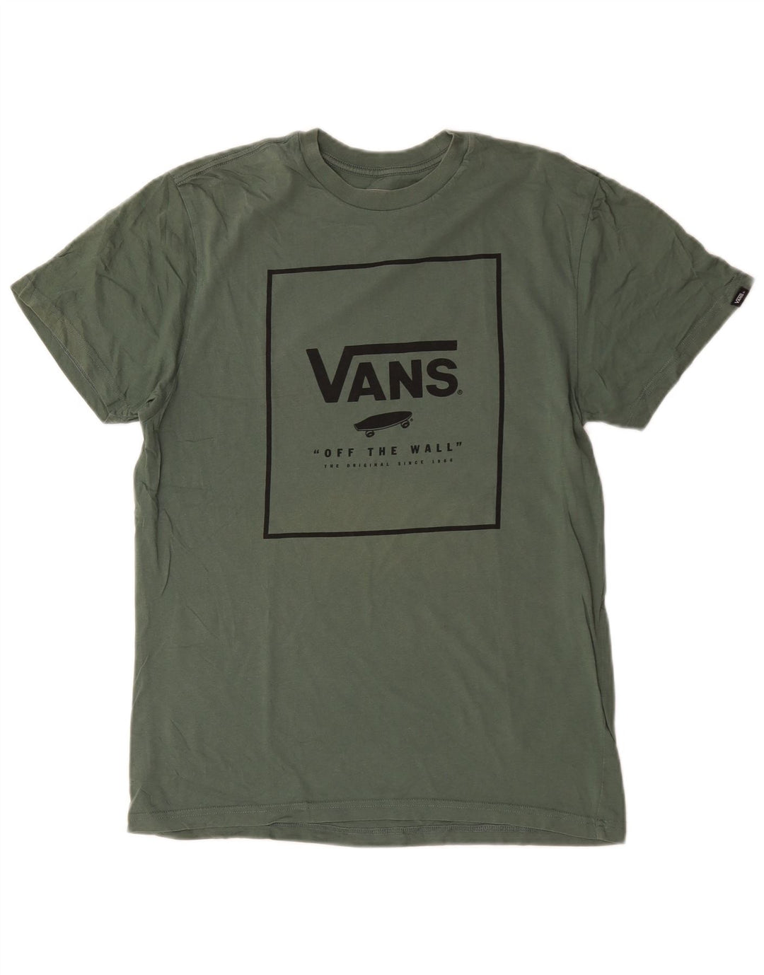 Vans Mens Custom Fit Graphic T-Shirt Top Medium Green Cotton