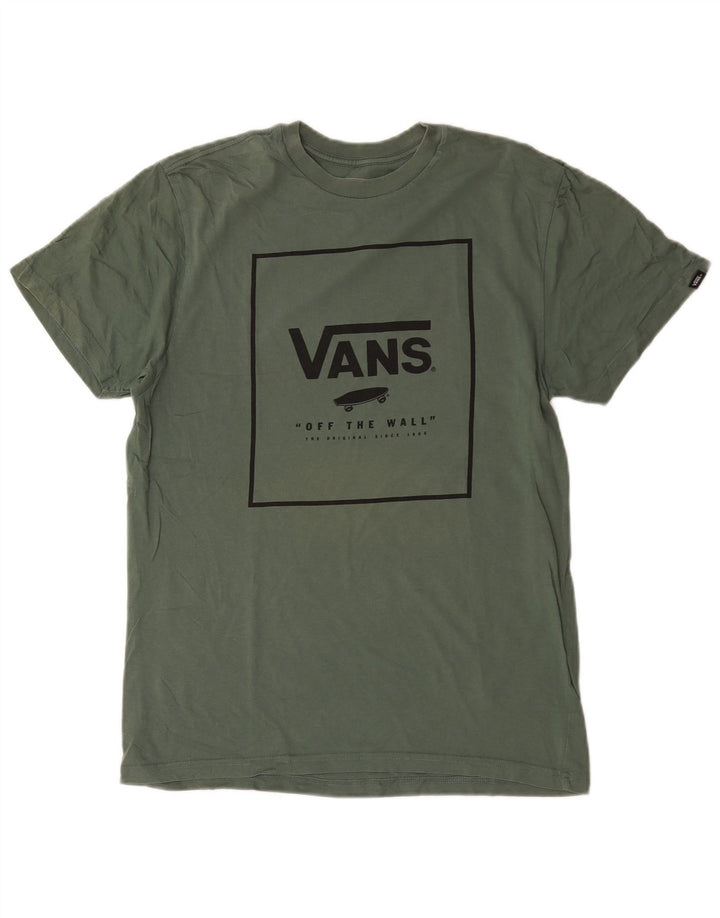 Vans Mens Custom Fit Graphic T-Shirt Top Medium Green Cotton