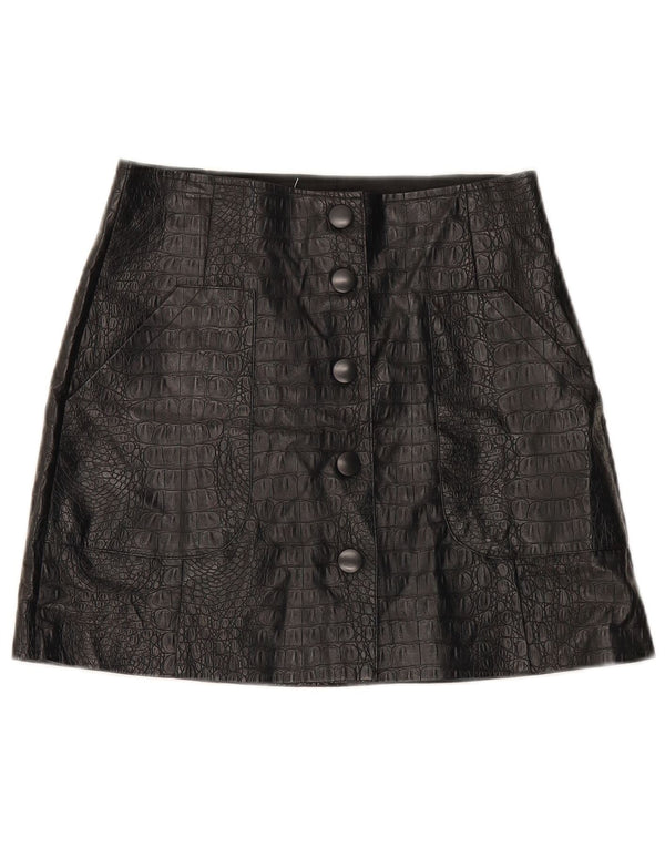 Stradivarius Womens Mini Skirt UK 10 Small W28 Black Animal Print