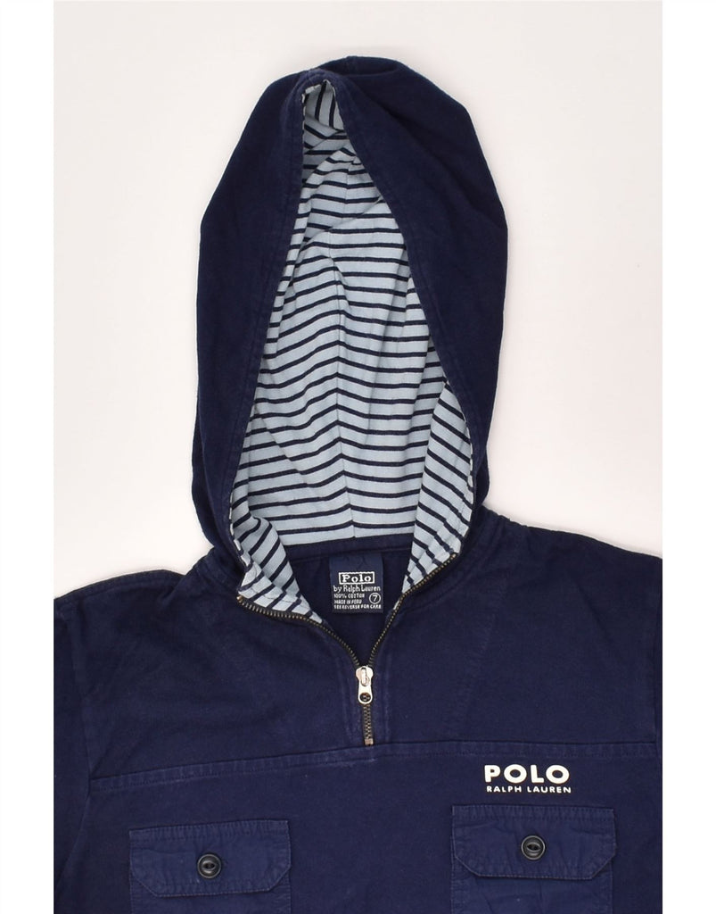 POLO RALPH LAUREN Boys 1/4 Zip Hooded T-Shirt Top 6-7 Years Navy Blue | Vintage Polo Ralph Lauren | Thrift | Second-Hand Polo Ralph Lauren | Used Clothing | Messina Hembry 