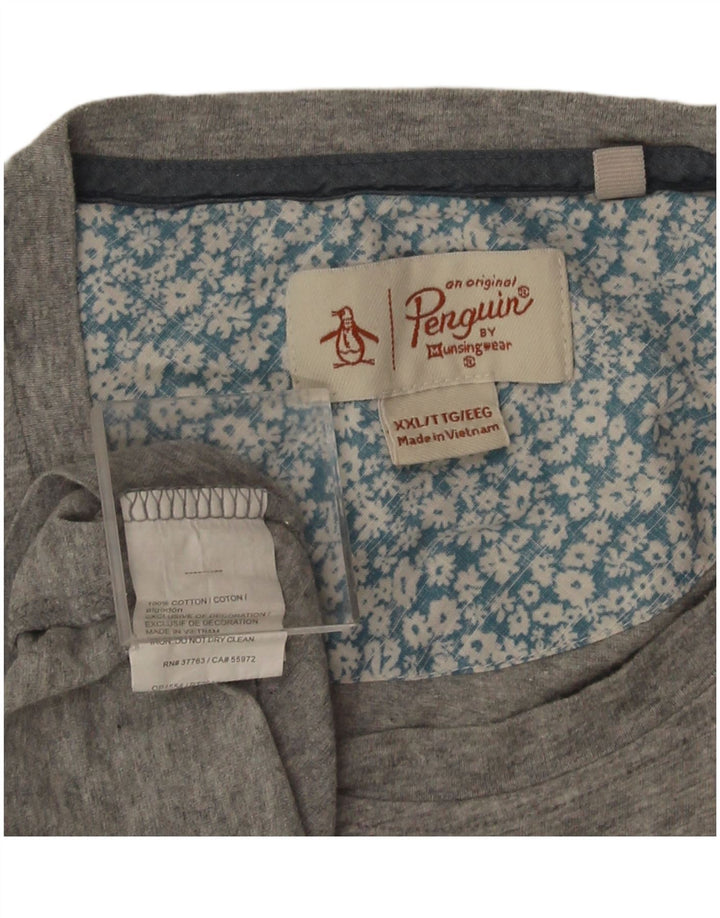 Penguin Mens T-Shirt Top 2XL Grey Floral Cotton