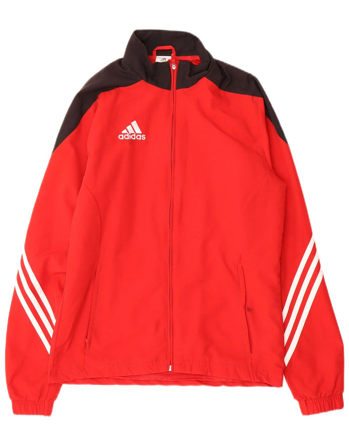 Adidas Mens Tracksuit Top Jacket Small Red Colourblock Polyester