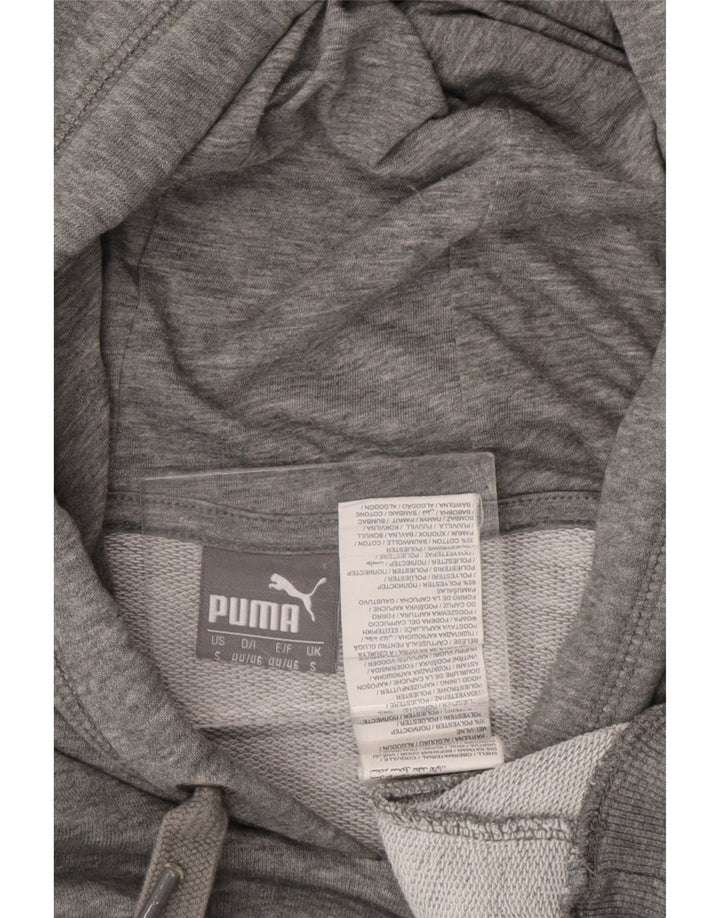 PUMA Mens Graphic Hoodie Jumper Small Grey Flecked Polyester