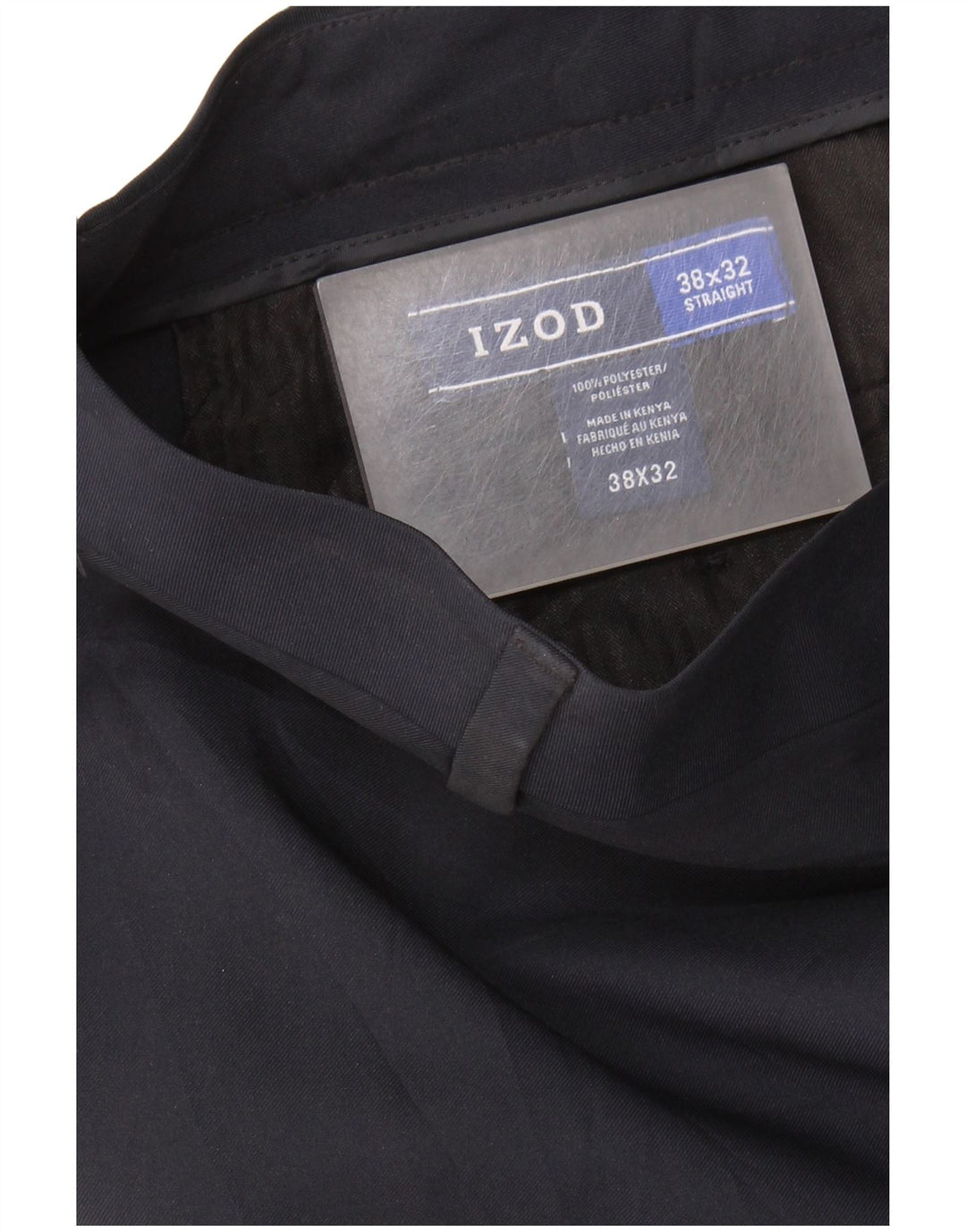 IZOD Mens Straight Chino Trousers W38 L32  Navy Blue Polyester