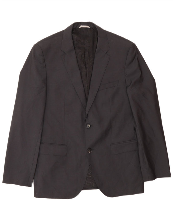 Hugo Boss Mens 2 Button Blazer Jacket UK 40 Large Grey Wool