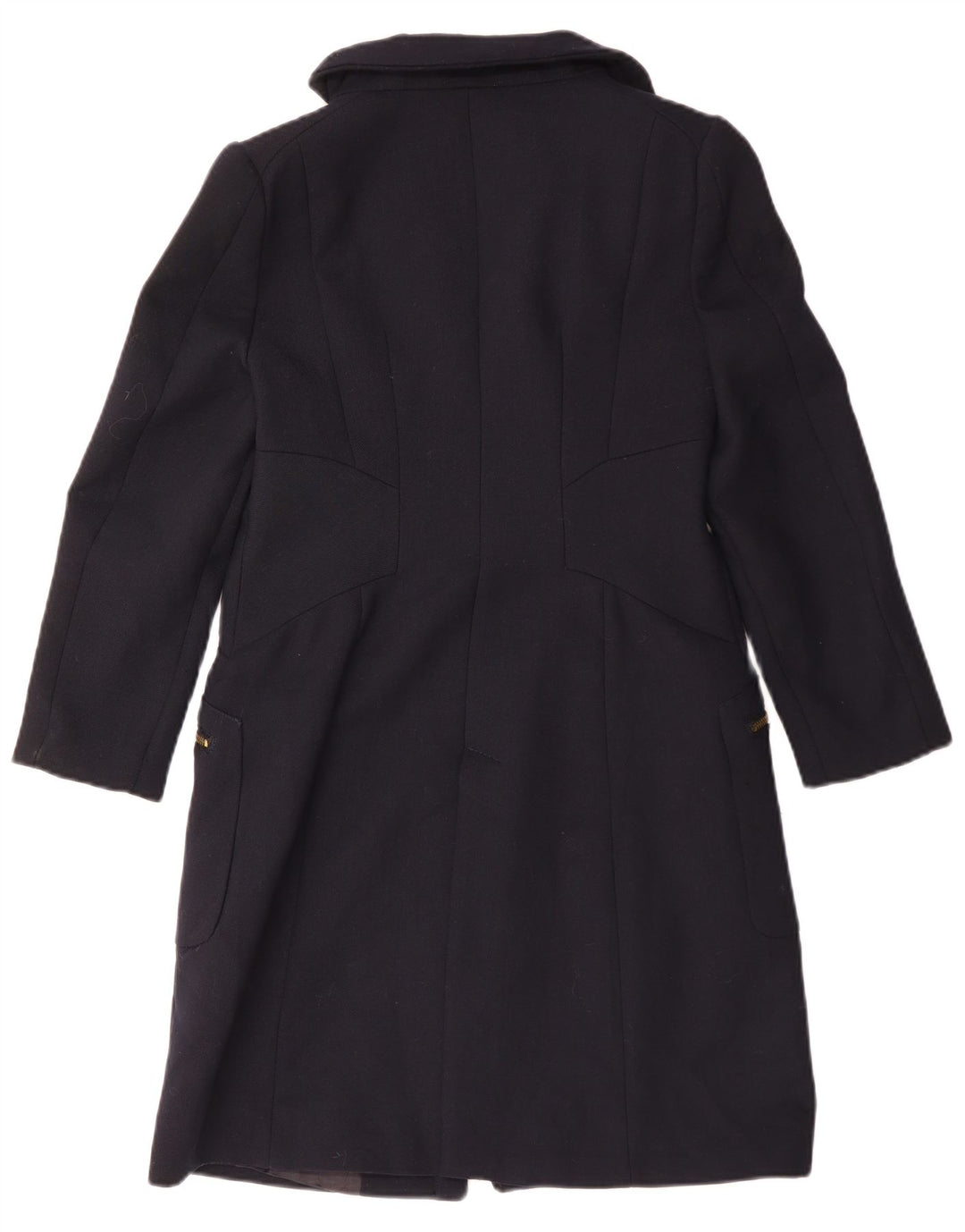 Zara Womens Overcoat UK 14 Large Navy Blue Polyester