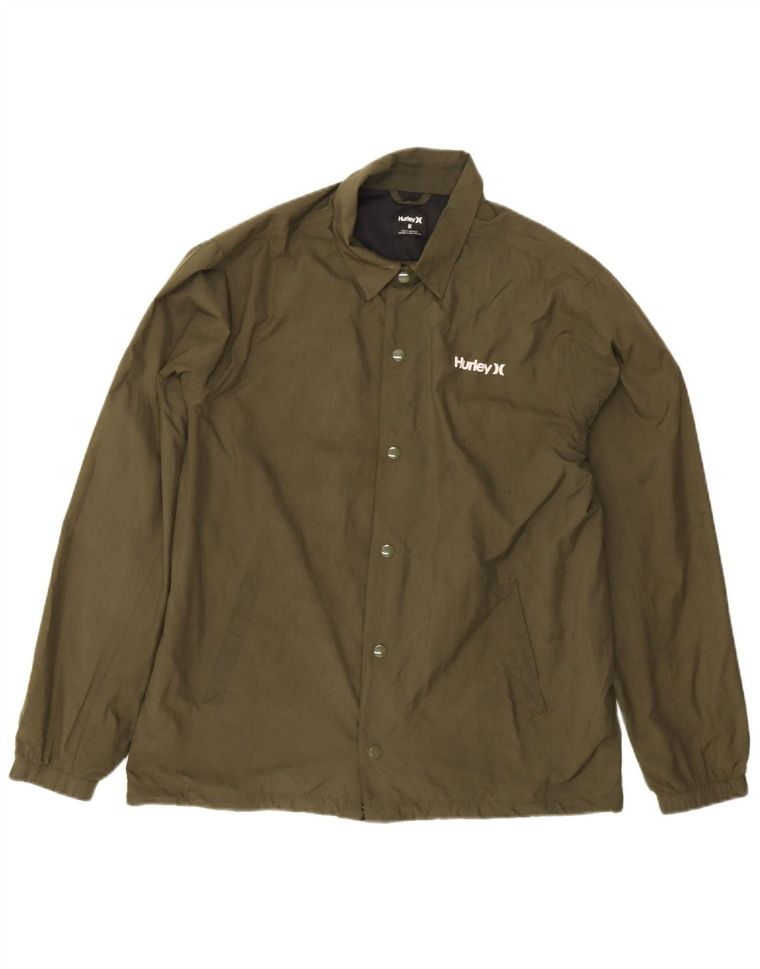 Hurley Mens Bomber Jacket UK 38 Medium Khaki Polyester
