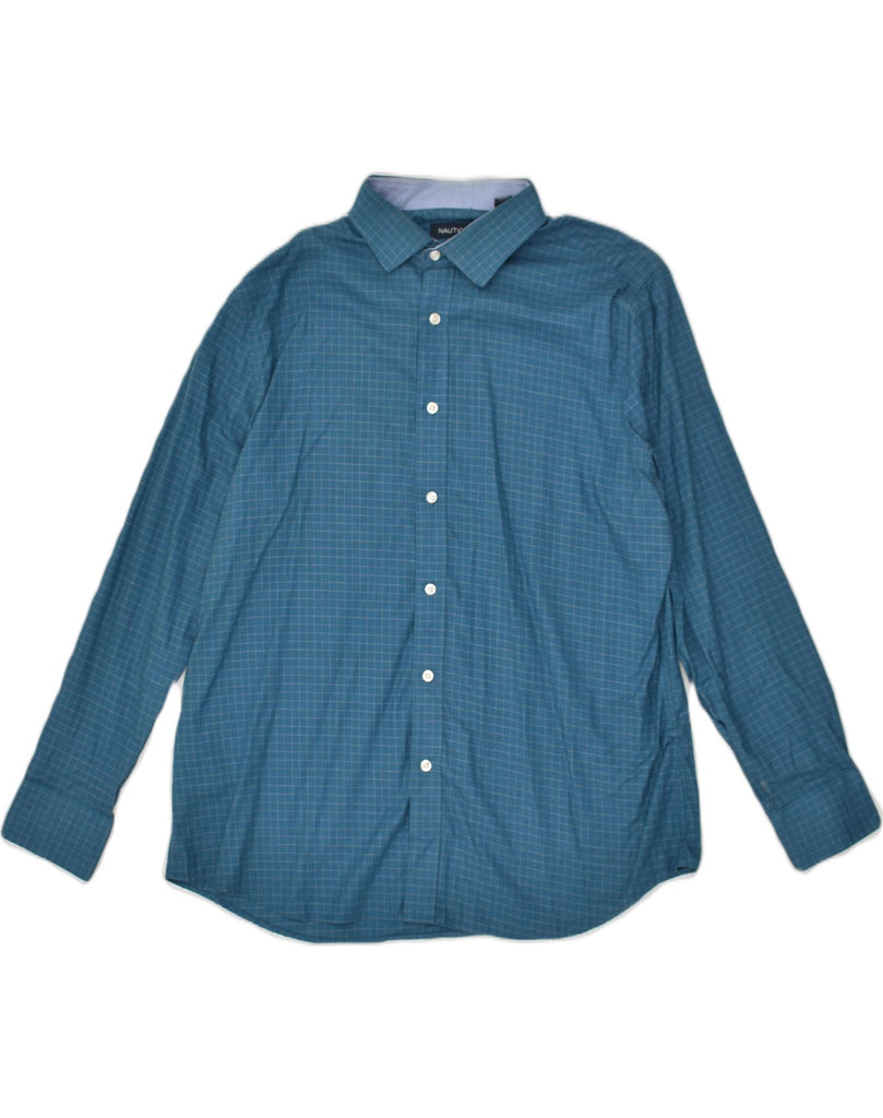 NAUTICA Mens Shirt Size 17 XL Blue Gingham Cotton | Vintage Nautica | Thrift | Second-Hand Nautica | Used Clothing | Messina Hembry 