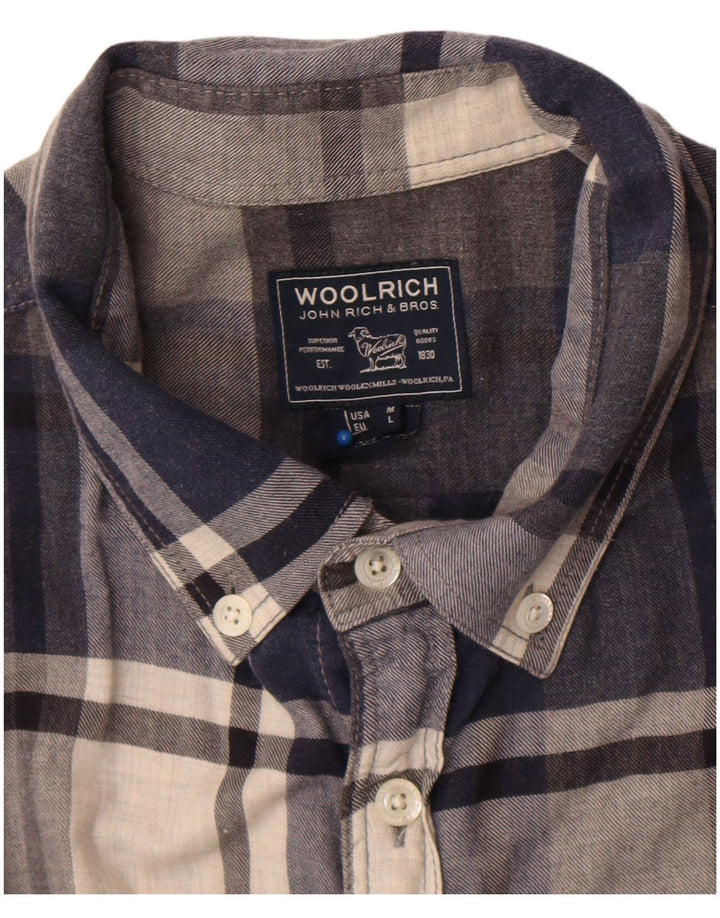 Woolrich Mens Flannel Shirt Medium Navy Blue Plaid