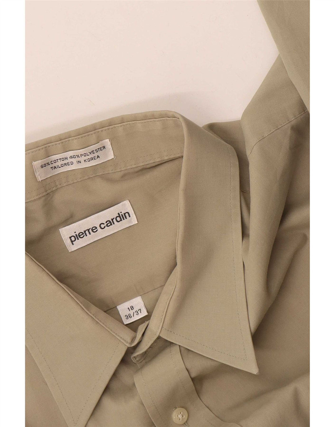Pierre Cardin Mens Shirt Size 18 2XL Beige Cotton