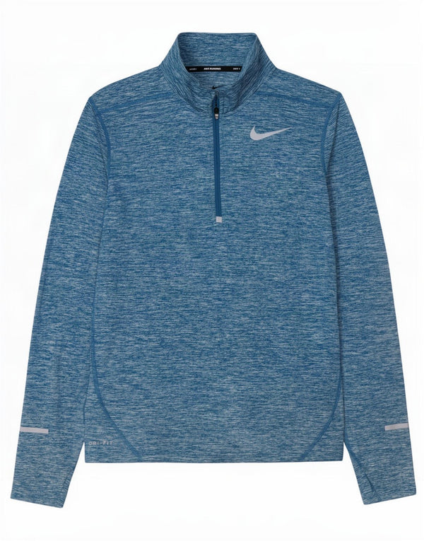 Nike Mens Dri Fit Zip Neck Pullover Tracksuit Top Small Blue Flecked