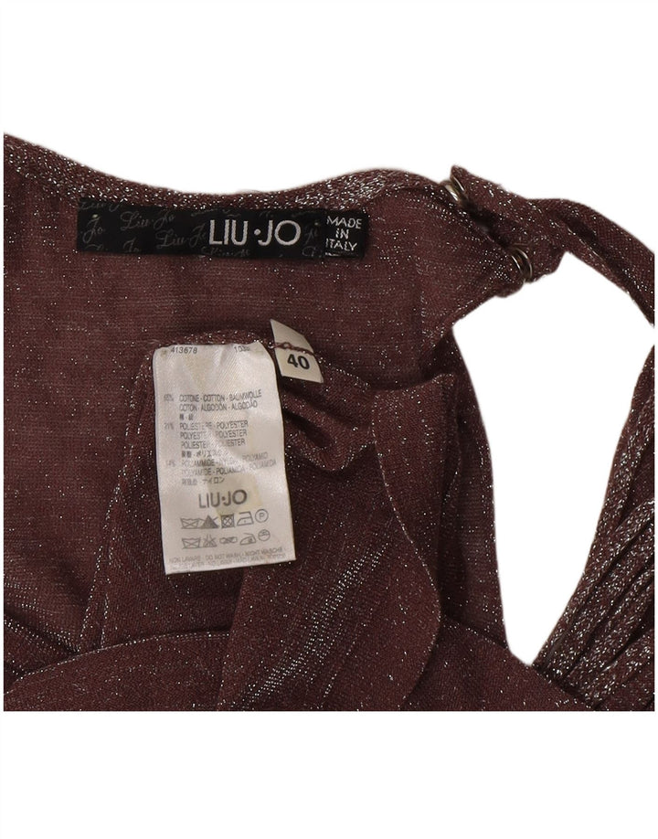 Liu Jo Womens Crop Vest Top IT 40 Small Brown Flecked Cotton