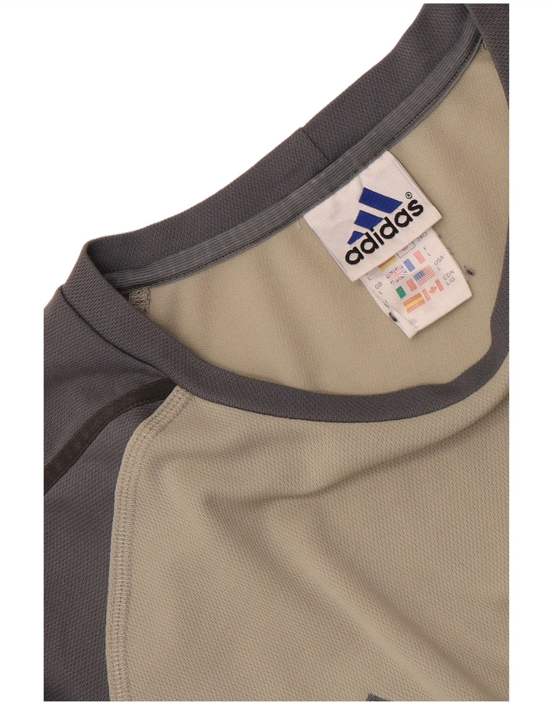 Adidas Mens T-Shirt Top Large Grey Colourblock Polyester