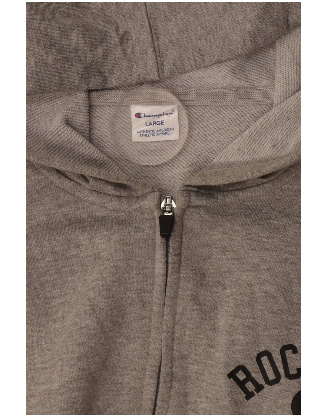 CHAMPION Mens Graphic Zip Hoodie Sweater Large Grey
