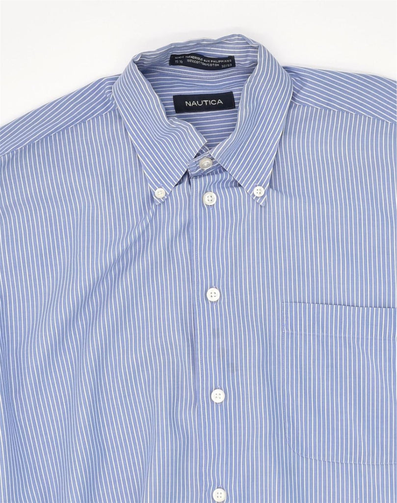 NAUTICA Mens Shirt Size 15 1/2  Medium Blue Pinstripe Cotton | Vintage Nautica | Thrift | Second-Hand Nautica | Used Clothing | Messina Hembry 