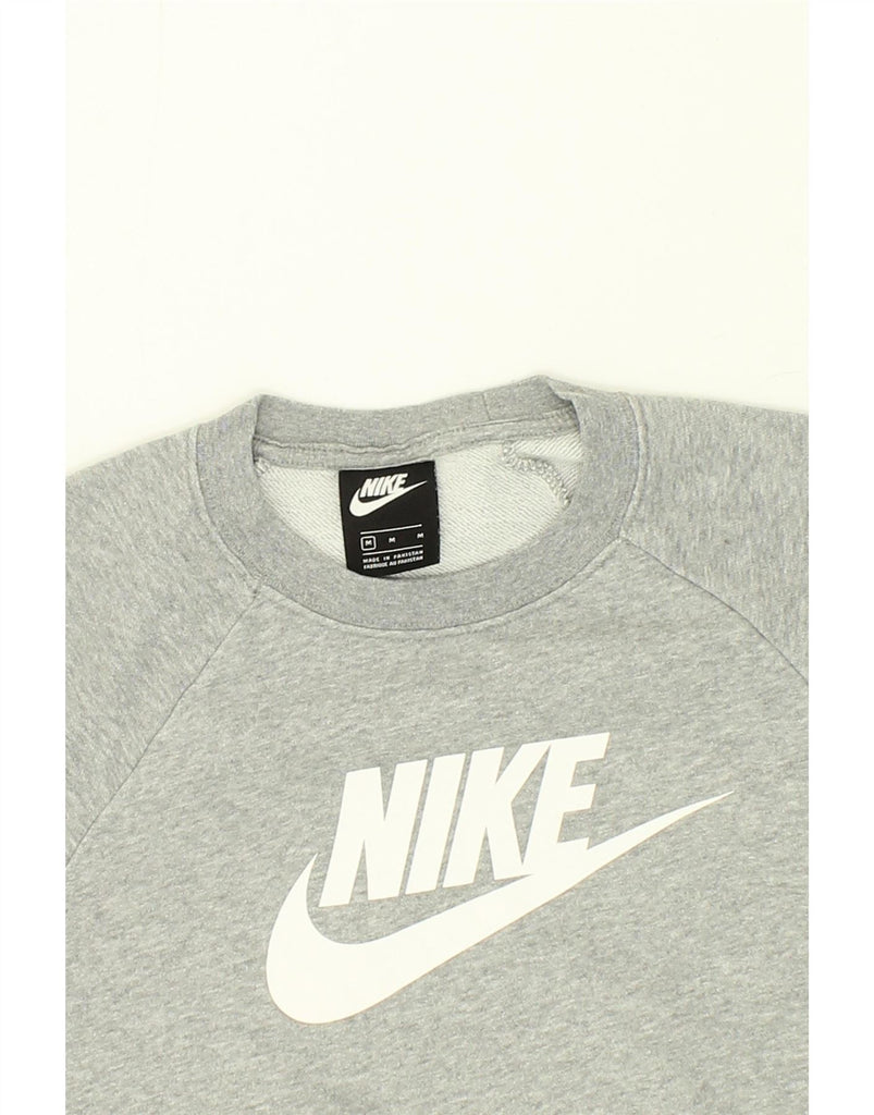 NIKE Womens Graphic Sweatshirt Jumper UK 14 Medium Grey Cotton Vintage Nike and Second-Hand Nike from Messina Hembry 