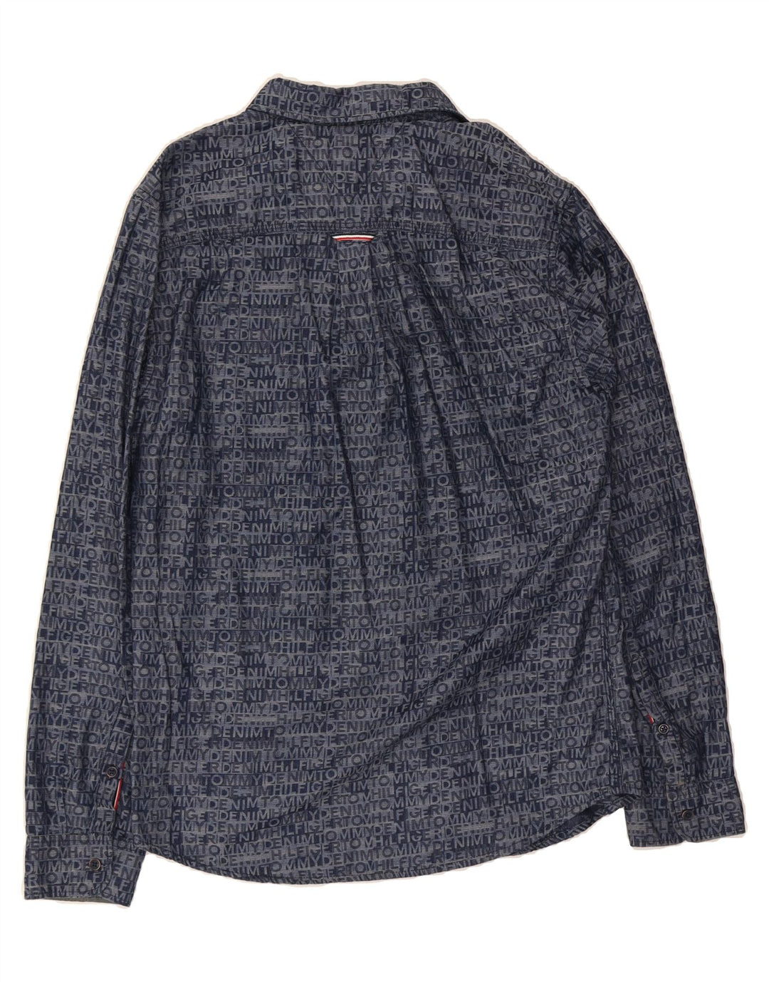 TOMMY HILFIGER Mens Graphic Regular Fit Shirt Medium Navy Blue Vintage Tommy Hilfiger and Second-Hand Tommy Hilfiger from Messina Hembry 