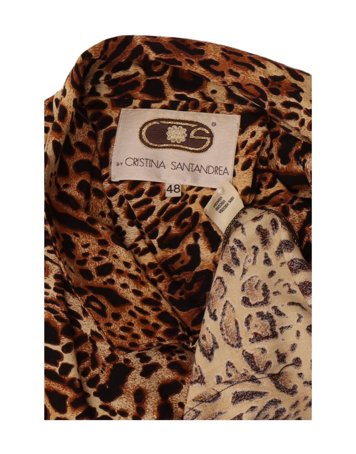 Vintage Womens 2 Button Blazer Jacket IT 48 XL Brown Animal Print Viscose