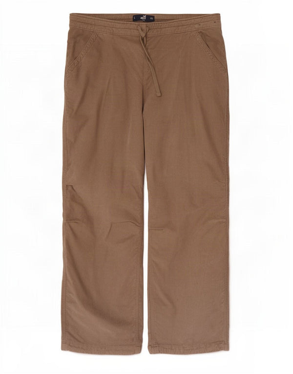 Hollister Mens Wide Leg Corduroy Trousers Large W36 L29 Brown Cotton