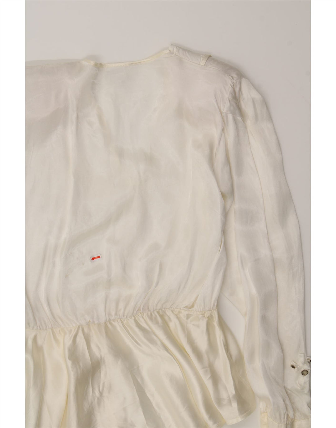 VINTAGE Womens Long Sleeve Blouse Top UK 12 Medium White Viscose Vintage Vintage and Second-Hand Vintage from Messina Hembry 