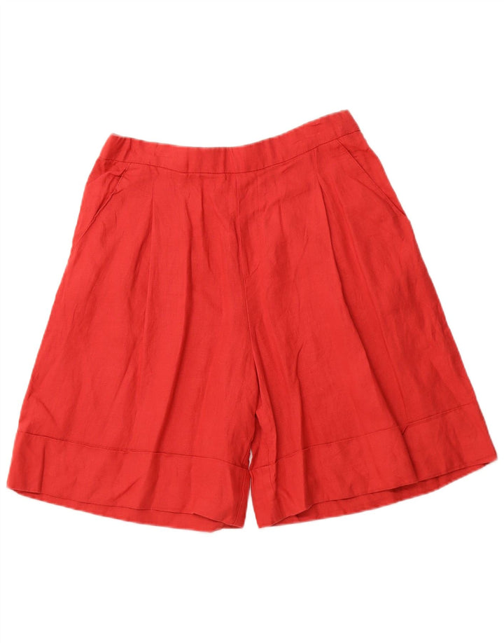 BENETTON Womens Wide Leg High Waist Casual Shorts Medium W30 Red Linen