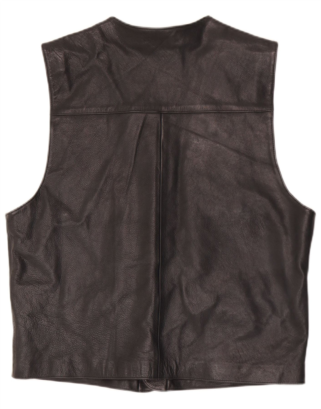 Vintage Mens Leather Waistcoat IT 52 Large Black Leather