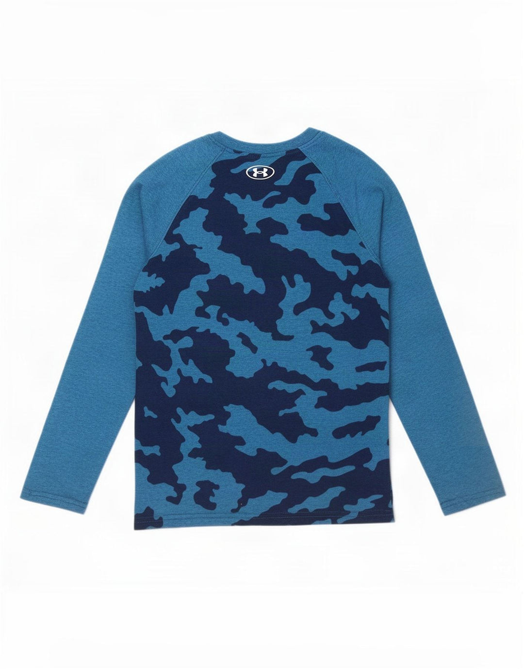 Under Armour Boys Top Long Sleeve 9-10 Years Medium Blue Camouflage