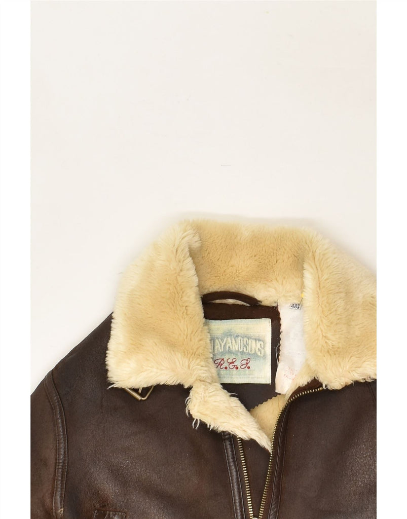 REPLAY AND SONS Boys Graphic Shearling Jacket 9-10 Years 2XS Brown Acetate | Vintage Replay and Sons | Thrift | Second-Hand Replay and Sons | Used Clothing | Messina Hembry 